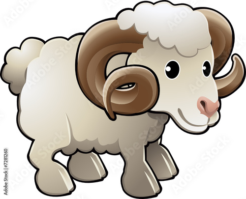 Cute Ram Sheep Farm Animal Vector Illustration