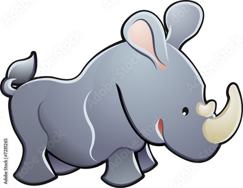 Cute Rhino Vector Illustration