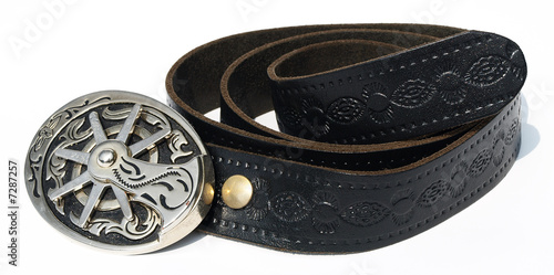 Vintage style cowboy belt with metal spur buckle