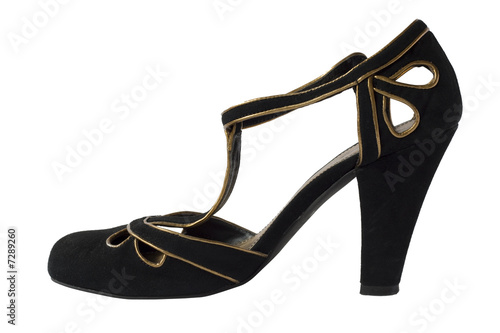 black and gold high heel shoe