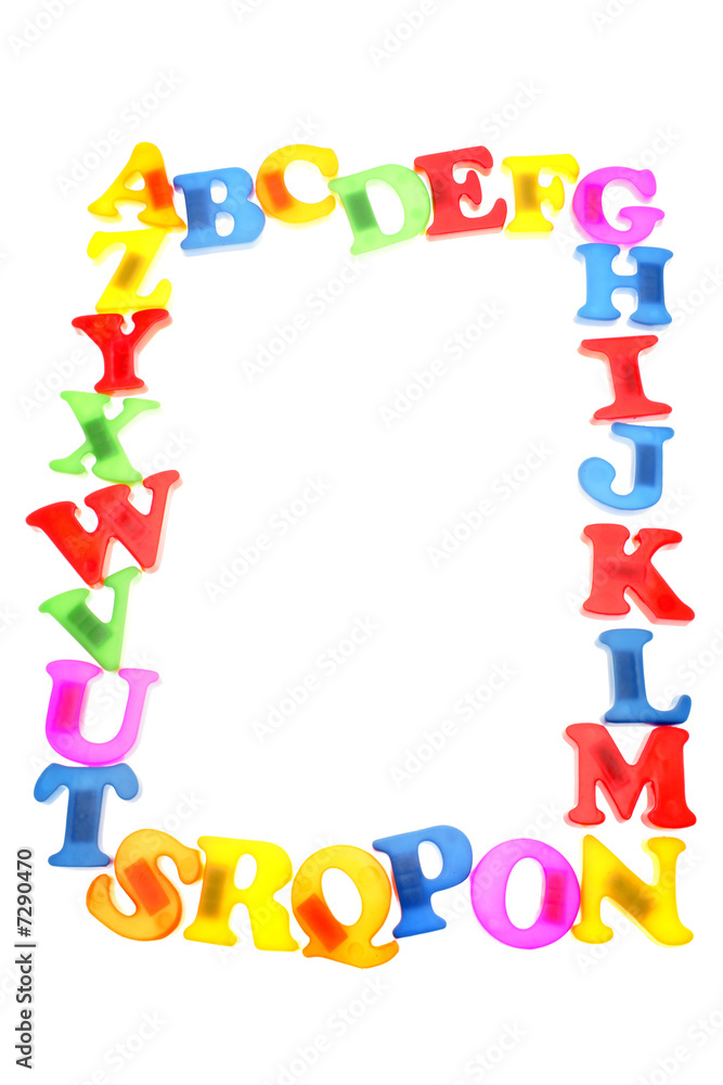 Alphabet letters frame over white
