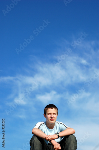 boy on sky background