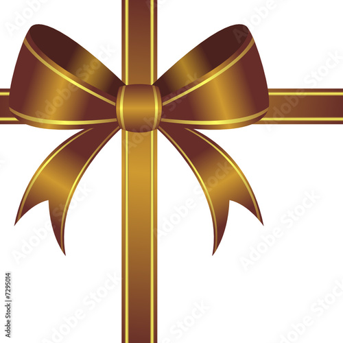 Goldish ornamental bow isolated over white background