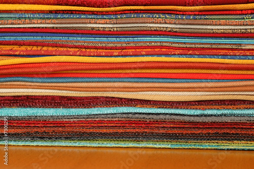 colored samples of fabric to serve as background