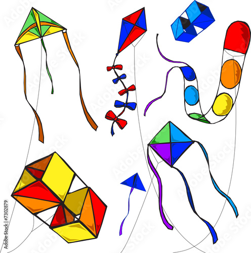 Five colorful vector kite designs