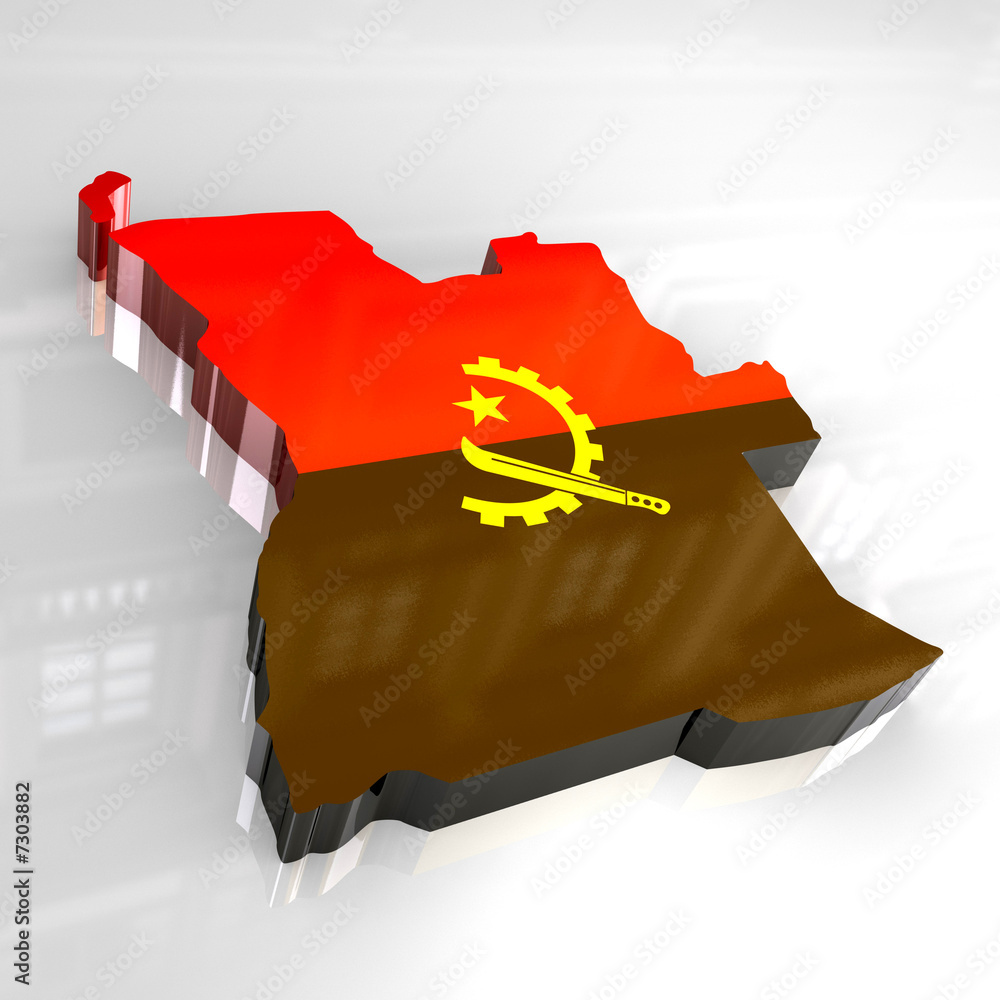 3d flag map of angola Stock Illustration | Adobe Stock