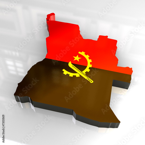 3d flag map of angola