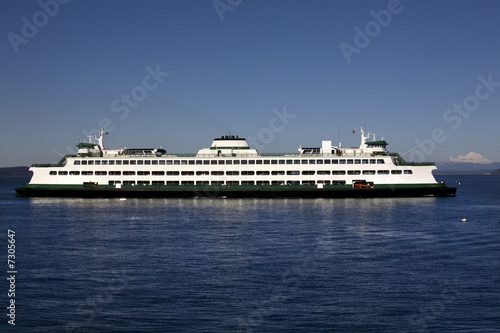 Washington State Ferry Boat Mount Baker in Background © Bill Perry