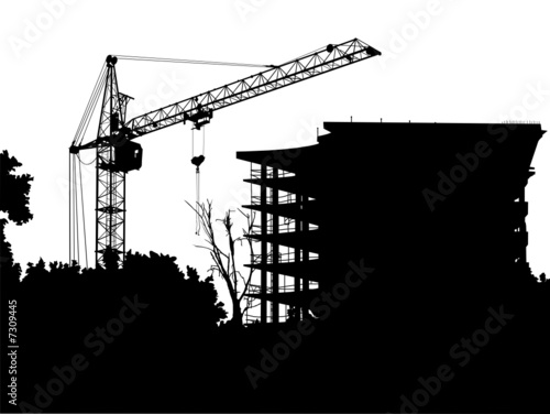 The image of a silhouette of the elevating crane.