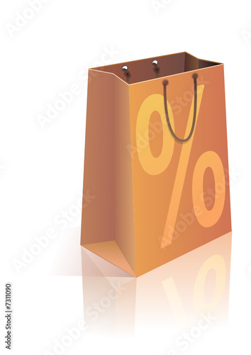 Sac des soldes orange (reflet et ombre)