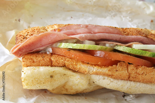 Ham Sandwich on Baguette Bread