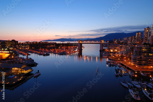 Vancouver's historic Burrard Bridge at night