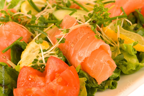 Salad with Smoked Salmon and Star cut Tomato