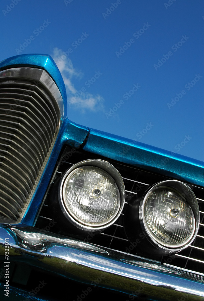 metallic blue classic american car abstract