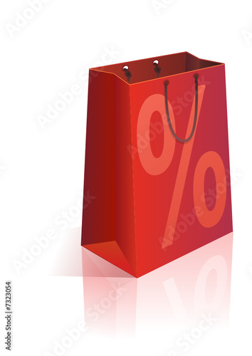 Sac des soldes rouge (reflet et ombre)