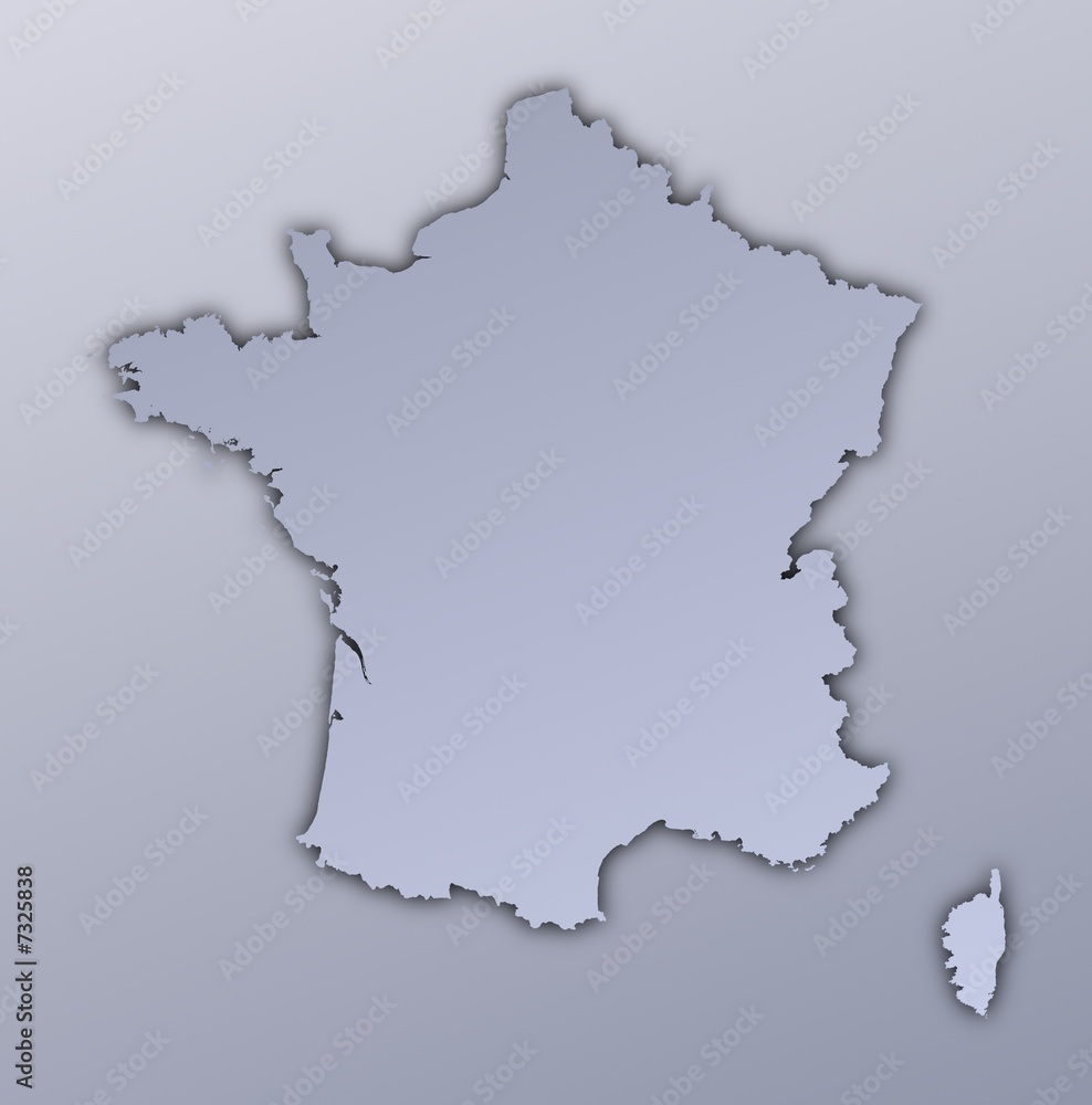 France map filled with metallic gradient. Mercator projection. France map filled with metallic gradient. Mercator projection.