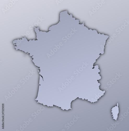 France map filled with metallic gradient. Mercator projection.