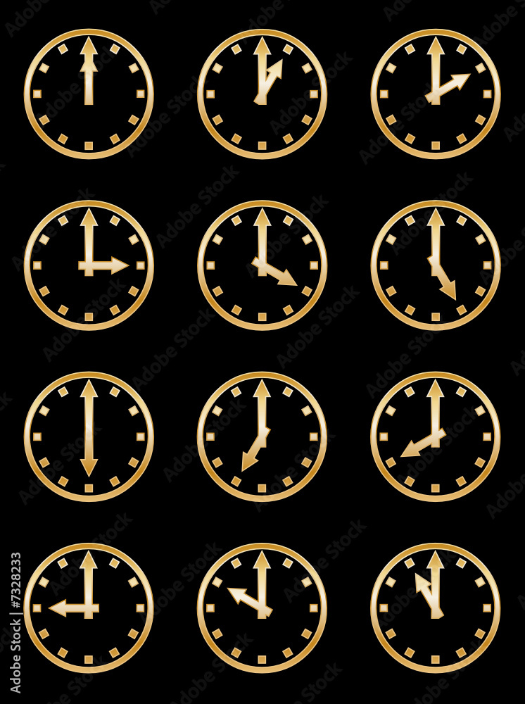 Gold Clocks on Black Gold Clocks on Black