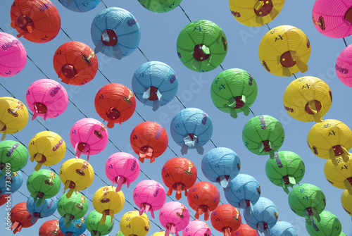 Hanging Lanterns to Celebrate Buddha's Birthday