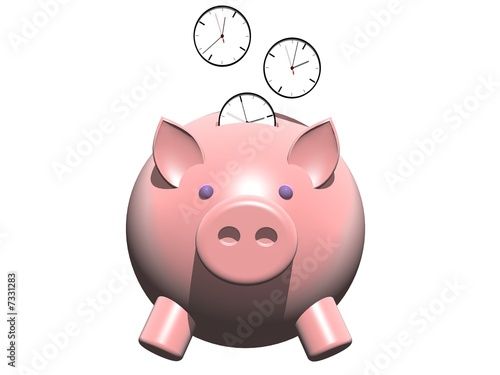 alcancia y relojes