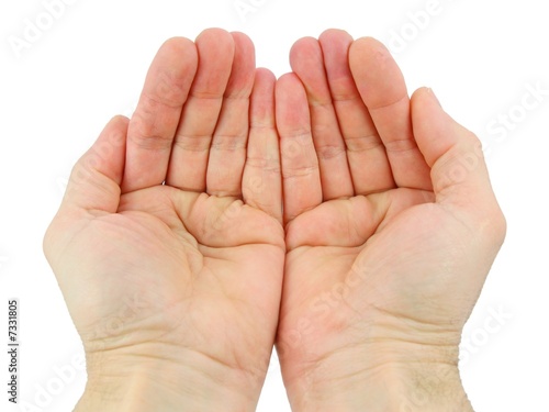 Hands close-up isolated over white background