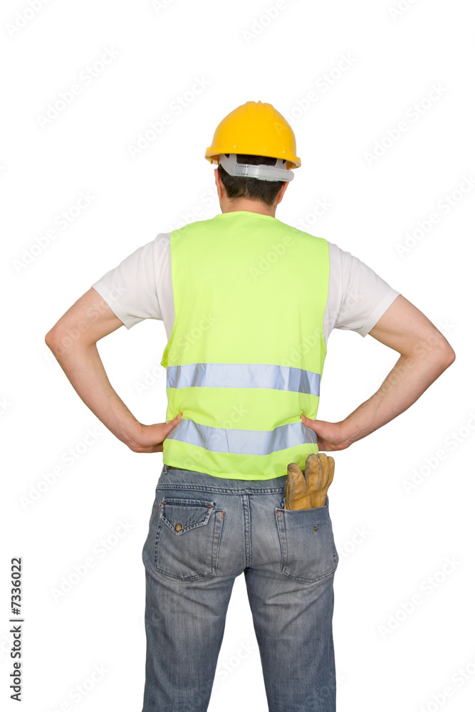 Construction worker isolated on white background. Construction worker isolated on white background.