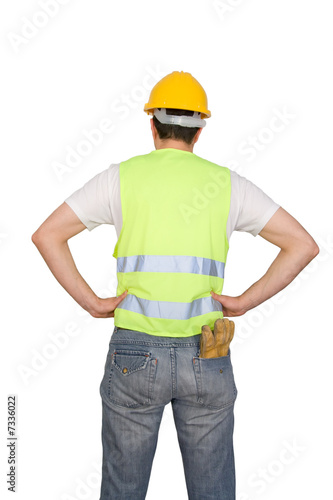 Construction worker isolated on white background. © StockPhotosArt