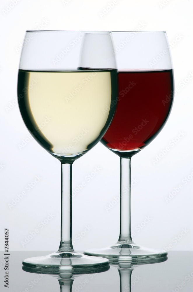 Two glasses of red and white wine Two glasses of red and white wine