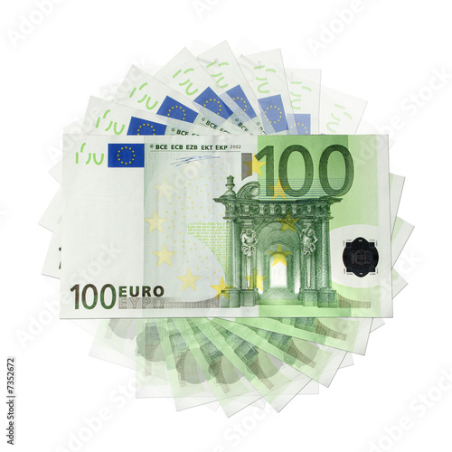100 Euro banknotes, isolated