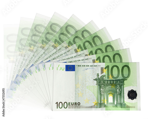 100 Euro banknotes, isolated