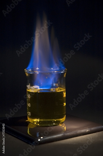 A beaker with a flammable liquid
