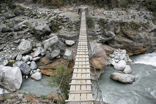 Wooden suspension bridge, annapurna, nepal #7361292