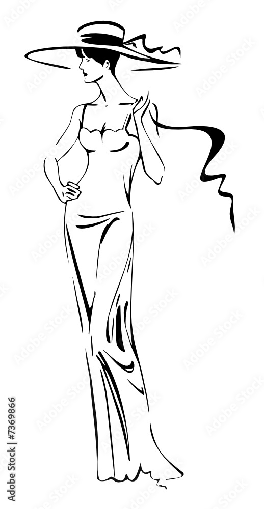 woman in hat on a white background woman in hat on a white background