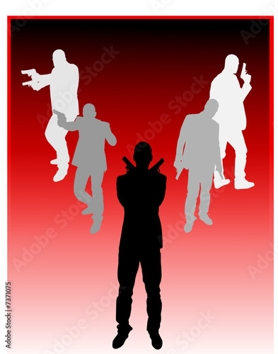 people and weapon background