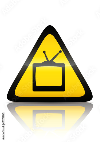 Symbole de danger télévision (reflet métal)