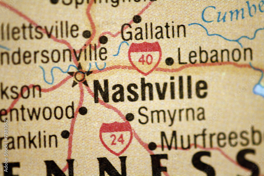 Obraz premium Map of Nashville Tennessee