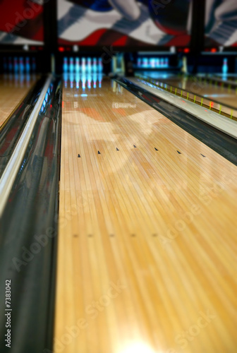 A bowling alley lane