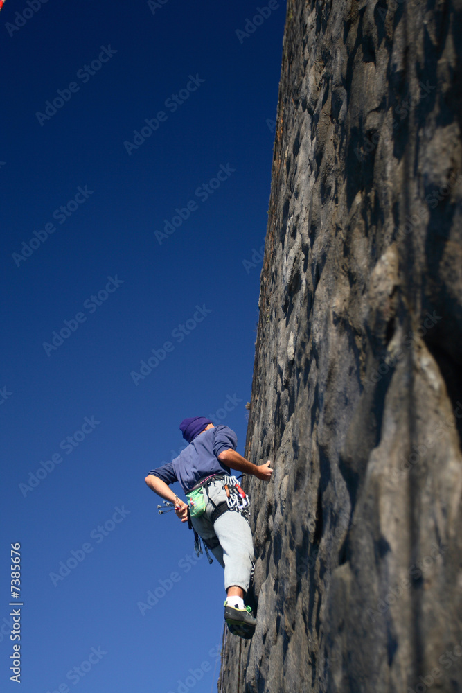 Rock climbing on a sheer face