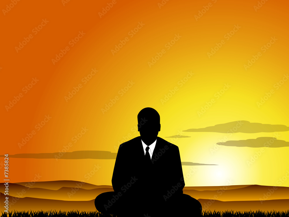 Businessman yoga at sunset Businessman yoga at sunset