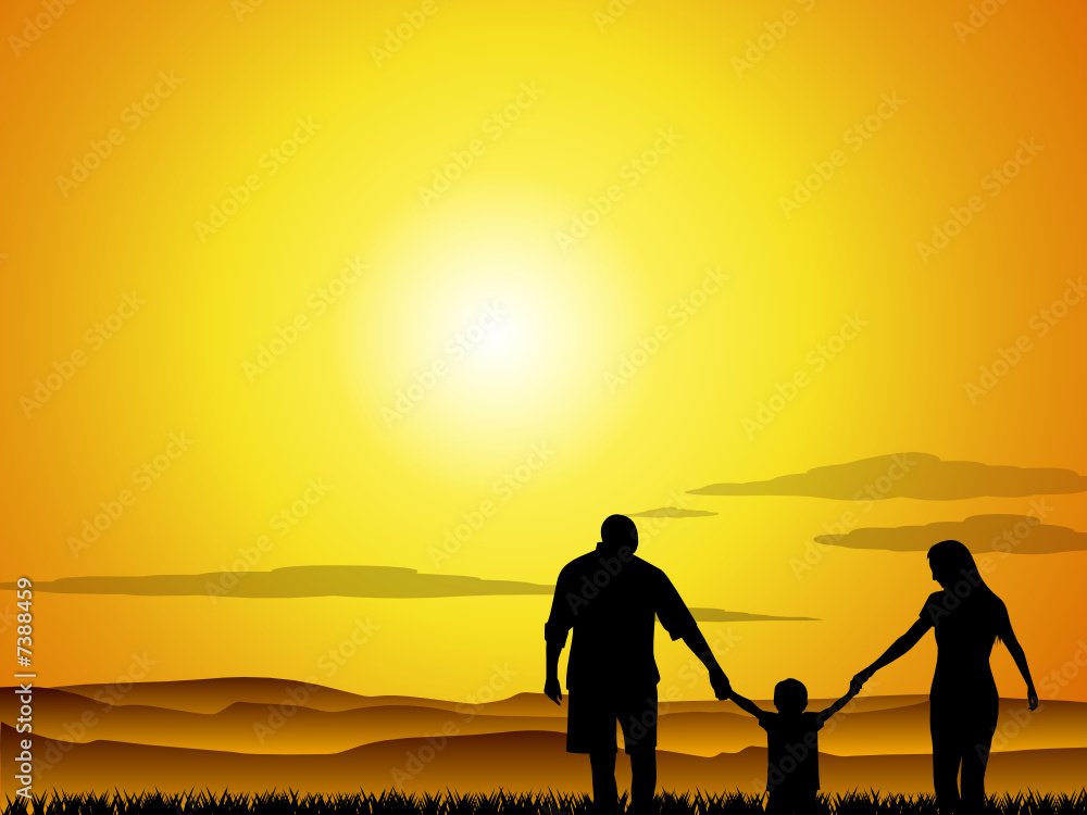 Family at sunset