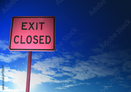 Road exit closed sign