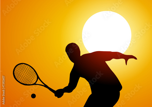 Tennis player at sunset
