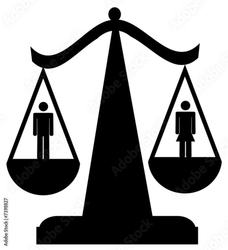 scales of justice with man and woman - sexual equality