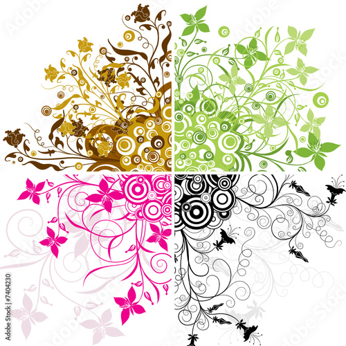 Decorative floral background, vector illustration 