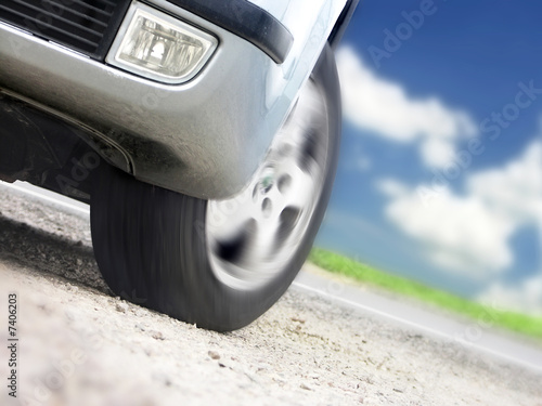 Fotografía Speed - detail sports car with summer sky
