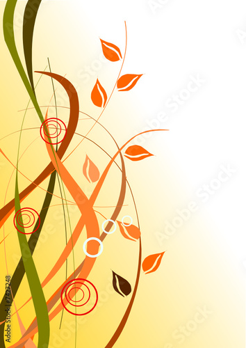 illustration vectorielle florale orange et vert