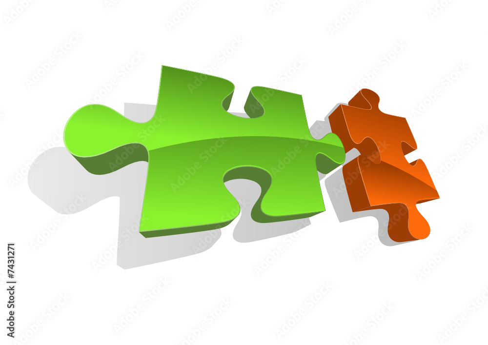 Fototapeta premium Vector illustration of two puzzle pieces