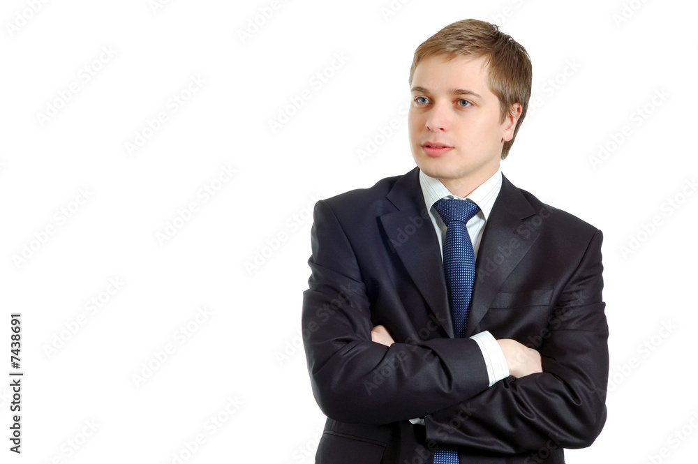 Confident young businessman full of thoughts Confident young businessman full of thoughts