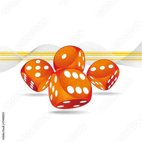 gambling illustration with four red dice