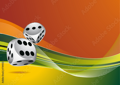 casino illustration with two dice on color background